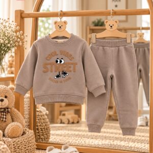 MaiKids Cool Vibes Erkek Çocuk Eşofman Takımı – Vizon